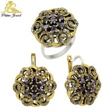 Gümüş Otantik Taşlı Set